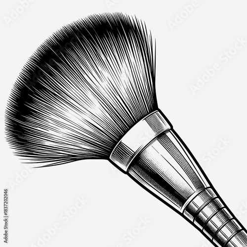 Makeup brush close-up on a light background