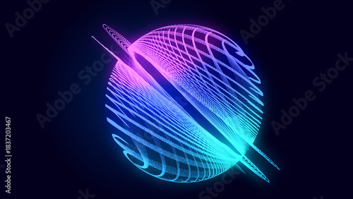 Virtual information space. Particle flow in cyberspace. 3D rendering.