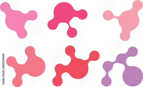 Six Abstract Organic Shapes In Pink And Red Hues Keywords: abstract, organic shapes, blobs, pink