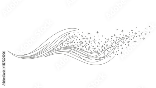 Whimsical Swirls and Sparkles: Graceful lines dance across the frame, accompanied by a scattering of radiant stars, evoking a sense of enchantment and wonder.