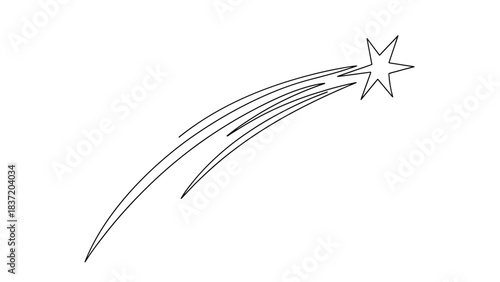 Shooting Star's Trail: A sleek, minimalist illustration captures the essence of a shooting star's celestial journey, embodying aspiration, wonder, and the pursuit of dreams.