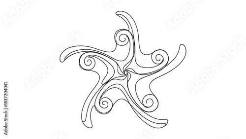 Abstract Starfish Design: An abstract starfish design. The image showcases intricate swirls and lines, conveying a sense of artistic elegance.