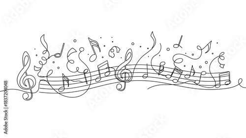 Music notes on a melodic patterned background