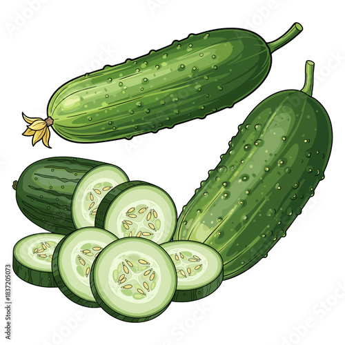 cucumbers vector illustration on white background