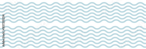 Seamless Wave Pattern, Hand drawn water sea vector background. Wavy beach print, curly grunge paint lines, watercolor stripes