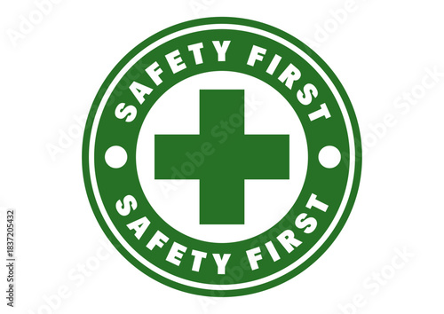 The “Safety First” logo is a symbol that conveys safety first and is often used in factories, construction, transportation, and safety-focused organizations.