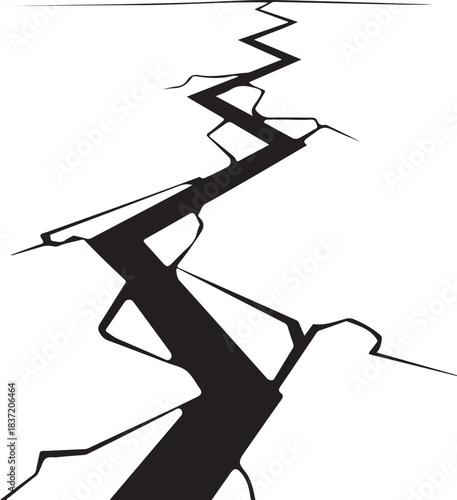 Jagged Crack in a Surface Silhouette Keywords: crack, fissure, break, fracture, damage, surface