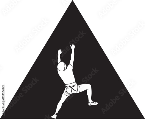 Silhouette of a Climber Ascending a Black Triangle