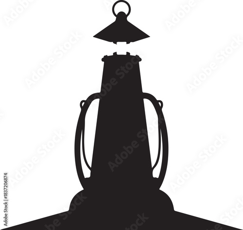 Silhouette of an Old Lantern with Detached Top lamp