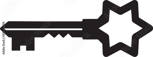Stylized Star Key Icon on White Background Keywords: key, icon, symbol, security, access, unlock