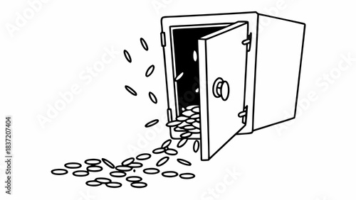 Safe vault fall spill gold coins falling spilling valuable win l.