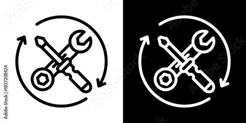 Maintenance Icon Of Line Black And White Style Vector Illustration

