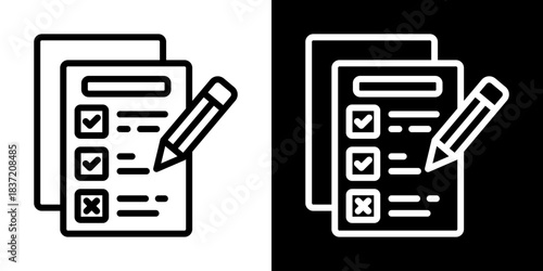 Examination Icon Of Line Black And White Style Vector Illustration
