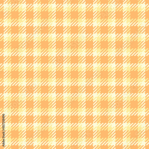 Decorate vector textile pattern, kind tartan texture seamless. Basic plaid fabric background check in orange and cornsilk colors.