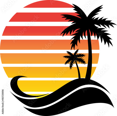 summer beach palm tree vector