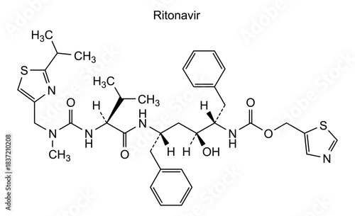 Ritonavir, chemical structure of ritonavir, drug substance