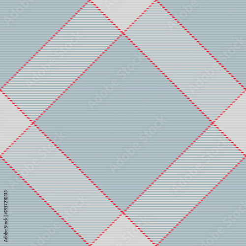 Sewing background vector textile, silky tartan texture check. Continuity plaid pattern seamless fabric in pastel and light gray colors.