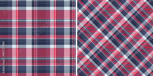 Plaid fabric vector of background tartan pattern with a textile seamless texture check. Set in space colors for latest fashion trends.