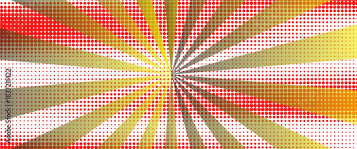 Bright red-yellow gradient abstract background. red comic sunburst effect background with halftone. Suitable for templates, sales banners, events, ads, web. eps 10