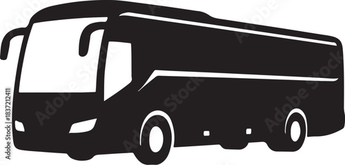 PrintSleek black coach bus illustration on a light background