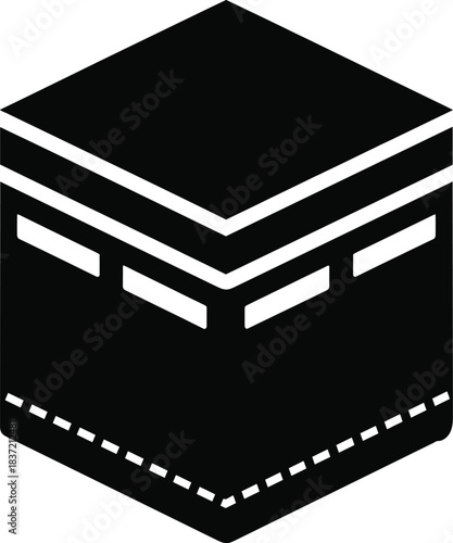 Kaaba icon solid black vector symbol representing muslim pray qibla direction holy site