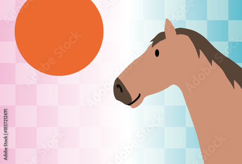 馬, 年賀状, 和風, 和柄, 新年, 動物, クリスマス, うま, ベクター, イラスト, manga