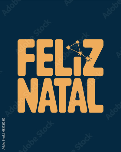 Feliz Natal Christmas Greeting with Starry Theme