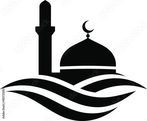 Islamic mosque silhouette, a timeless symbol of devotion and a perfect muslim pray icon, reflecting spiritual harmony