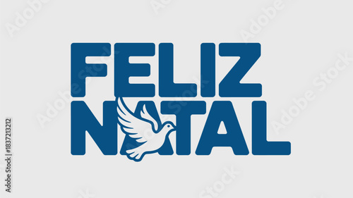Feliz Natal Christmas Greeting with Doves for Peace