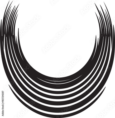 Abstract Black Swirls Forming a Crescent Shape lines