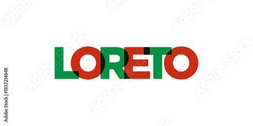 Loreto in the Mexico emblem. The design features a geometric style, vector illustration with bold typography in a modern font. The graphic slogan lettering.