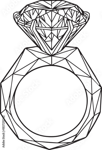 Outline Diamond Ring Illustration jewelry engagement