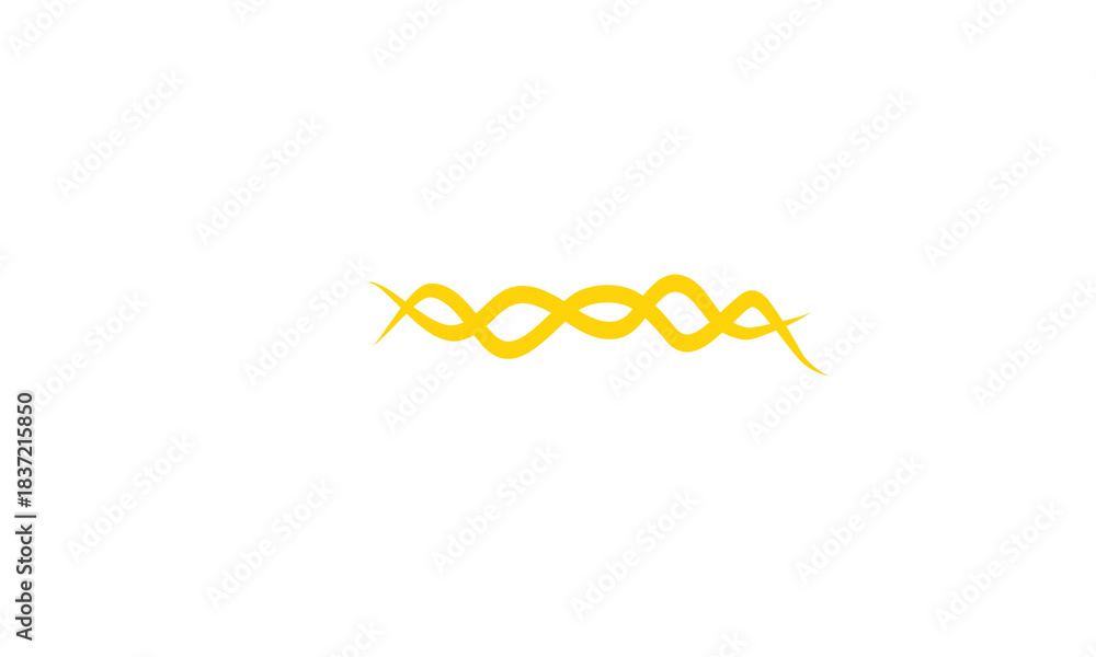 Obraz premium Abstract Yellow Wavy Intertwined Lines or DNA Strand Icon on Black