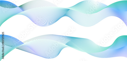 Abstract 3d wavy lines overlay. 5g network neon pulse. Vector blue ribbon gradient pattern. Neural music sound wave linear flow. Light dynamic mesh digital curved shape lattice.