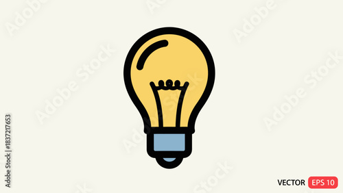 A simple, stylized illustration of a classic incandescent light bulb with a yellow glass bulb and a blue screw base.