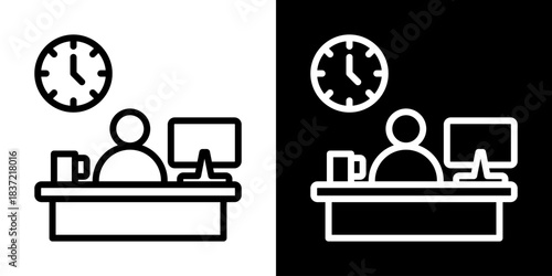 Work Space Icon Of Line Black And White Style Vector Illustration
