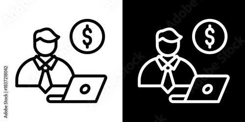 Freelance Icon Of Line Black And White Style Vector Illustration
