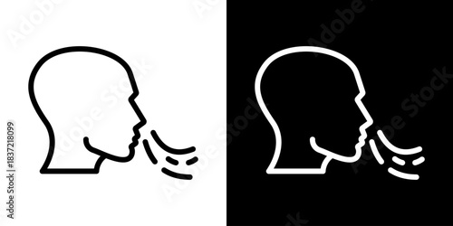Breathe Icon Of Line Black And White Style Vector Illustration
