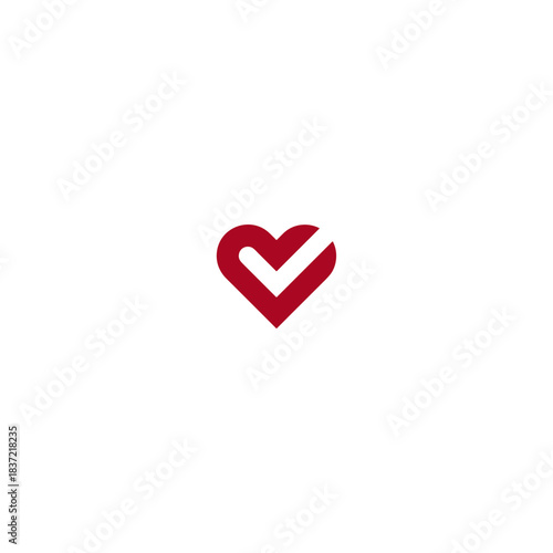 Heart tick logo Icon flat vector design