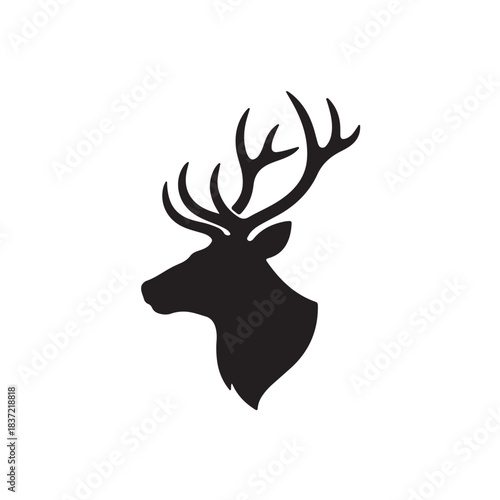 Reindeer Head Profile Silhouette
