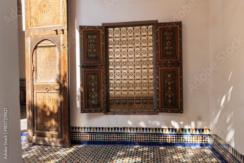 Obraz na plátně Palais de la Bahia, son architecture, Marrakech, Maroc