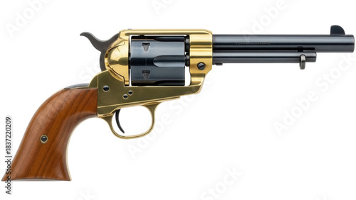 Bilde på lerret Classic single action revolver PNG isolated on transparent background, vintage f