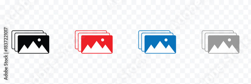 Photo gallery vector icon set. image album symbol in black color. media pic sign for apps and website UI designs. Vector illustration. EPS 10 .