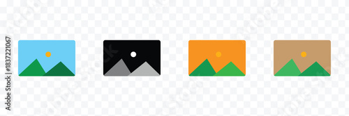 Photo gallery vector icon set. image album symbol in black color. media pic sign for apps and website UI designs. Vector illustration. EPS 10 .