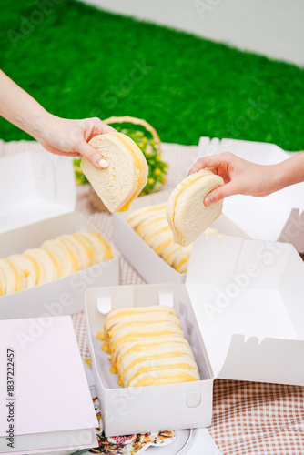 steamed bread or bun filled with srikaya jam