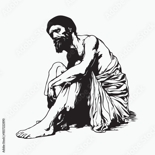 beggar on white background