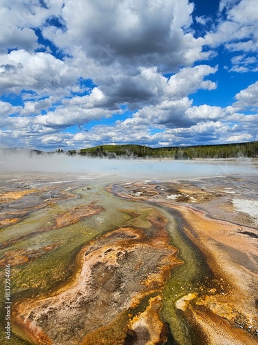 Geothermal features of Black Sand Basin in Yellowstone National Park