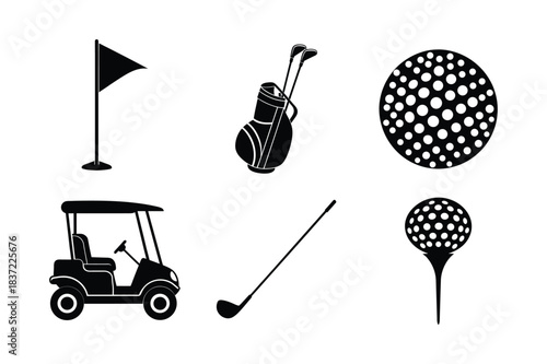 Golf Sports Equipment vector silhouette bundle