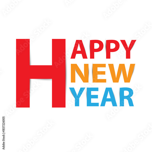 Happy New Year paper letters with shadow