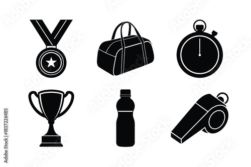 Sports Accessories vector silhouette set